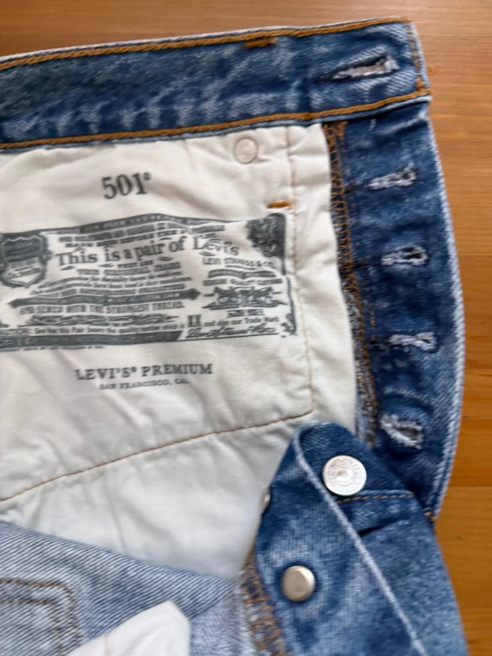 Levi's Distressed Cutoff Denim Shorts - Blue - Picture 5 of 5